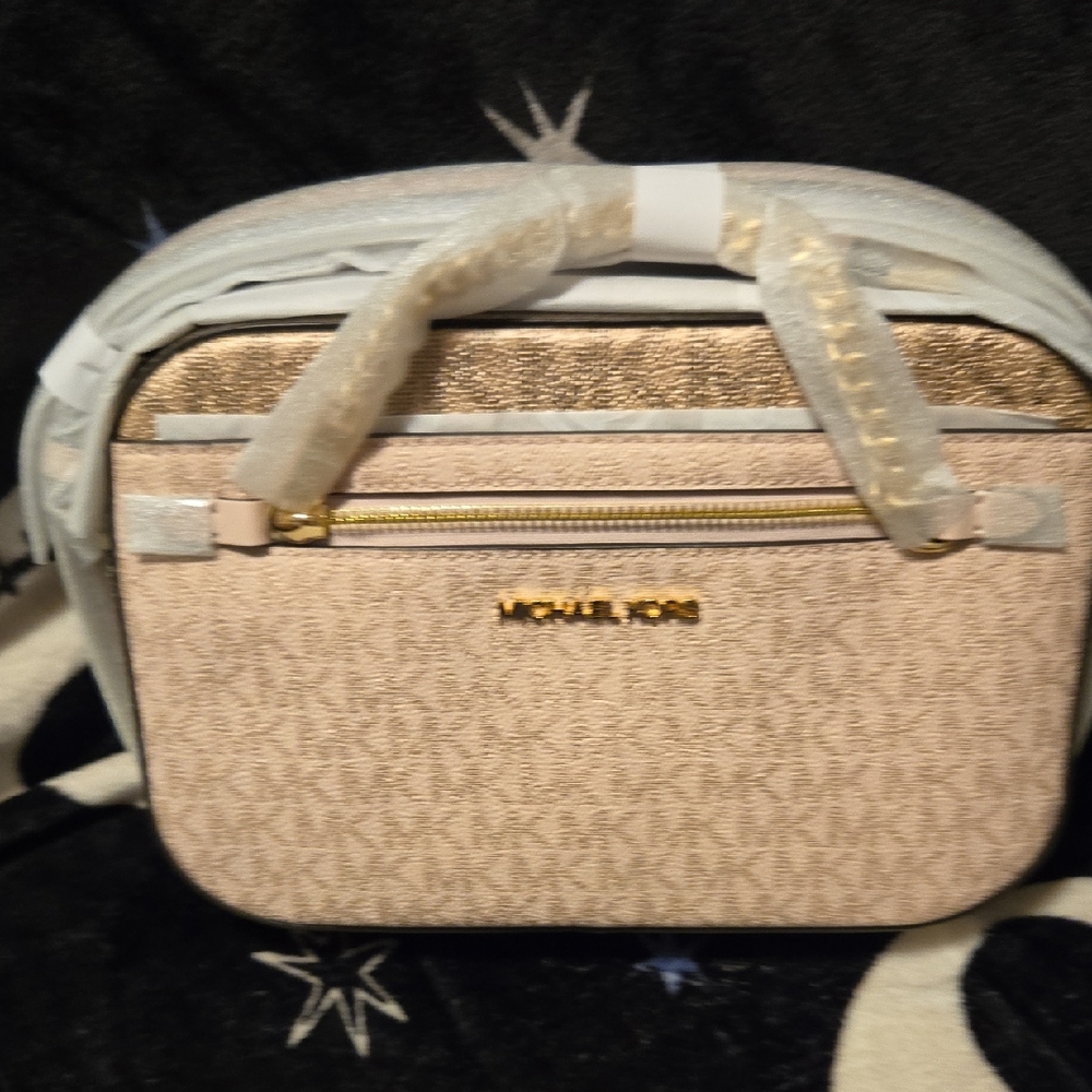 Michael Kors Pink and Gold Crossbody Bag